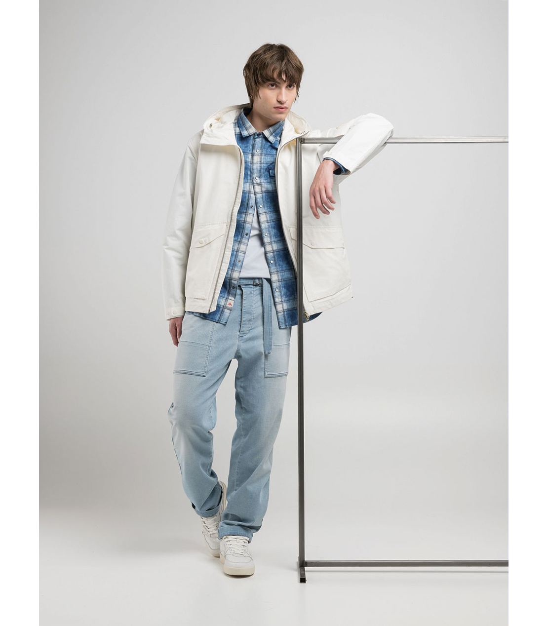 チェック柄インディゴデニムシャツ 詳細画像 ブルー 3